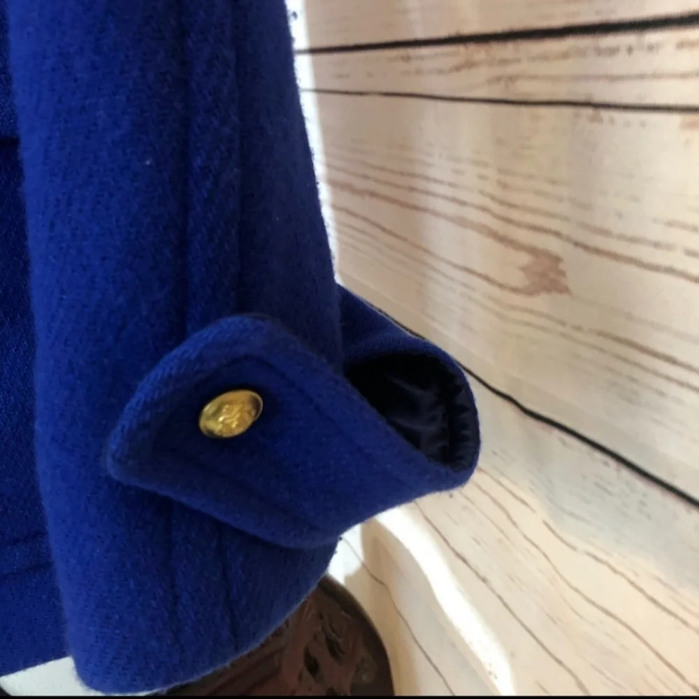 J. Crew Royal Blue Double-Breasted Pea Coat with Gold Buttons